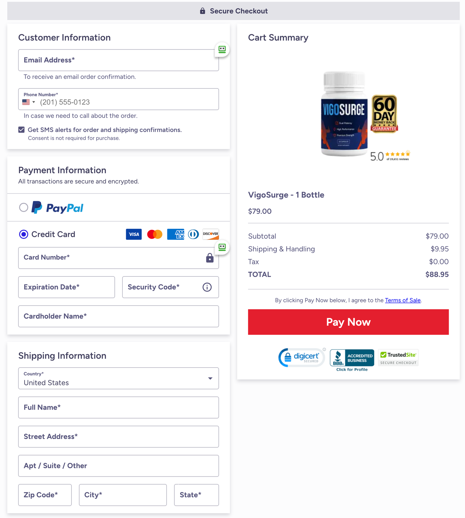 VigoSurge Official Website Secure Order Page
